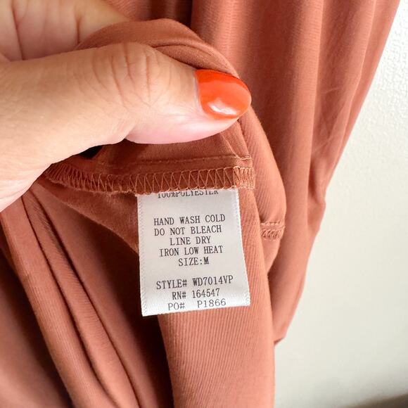 Flawless Brown Shirred Criss Cross Maxi Dress - Medium - Picture 6 of 9